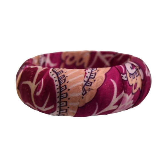 World Market Fabric Bangle Bracelet Chunky Bohemiam Boho Pinks New - Picture 3 of 6